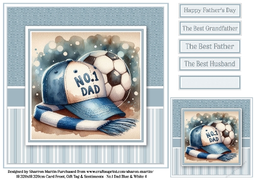 8x8 No.1 Dad Football Hat & Scarf 4 Quick Card 