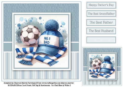 8x8 No.1 Dad Football Hat & Scarf 5 Quick Card 