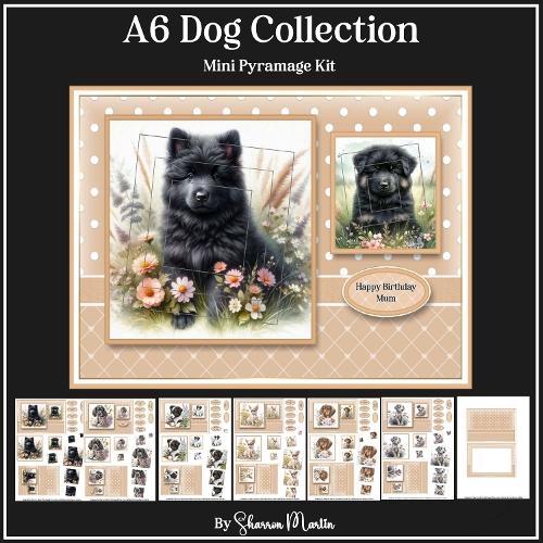 A6 Dog Collection 1 Mini Decoupage Kit - x7 A4 sheets 