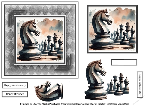 6x6 Chess Player - Decoupage 