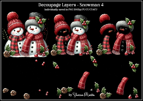 6x6 Snowman Decoupage 