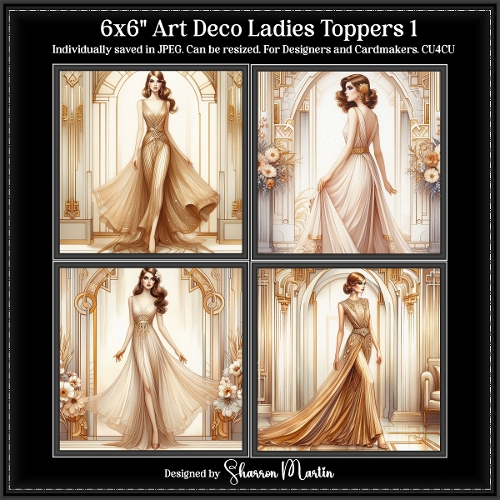 cup1385996_1495 - 6x6 Art Deco Ladies 1 - Illustrations for Cardmakers & Designers 