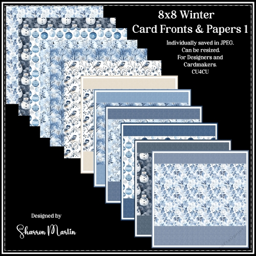 8x8 Winter 1 Card Fronts & Matching Papers 