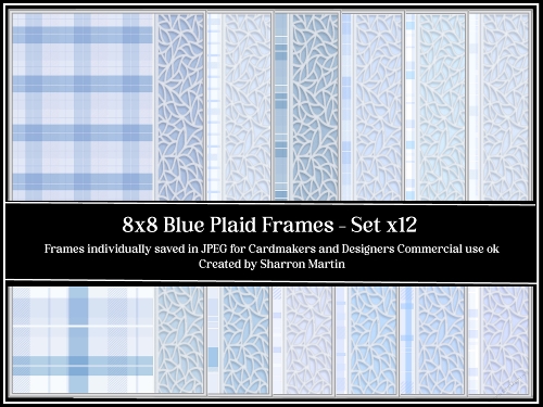 8x8 Blue Plaid Mats - Card Fronts 1-12 JPEG