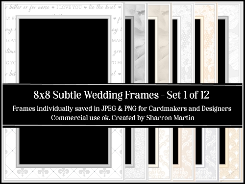 8x8 Subtle Wedding Frames 1-12 in JPEG & PNG 