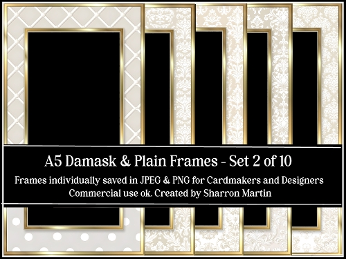 A5 Damask & Plain Frames - 11-20 JPEG & PNG