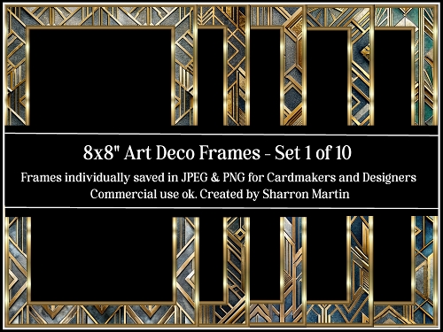 8x8 Art Deco Frames - 1-10 JPEG & PNG