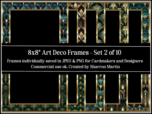 8x8 Art Deco Frames Set 2 JPEG & PNG