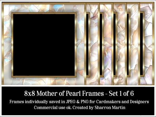 8x8 Mother of Pearl Frames 1-6 JPEG & PNG 