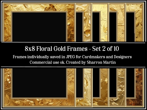 8x8 Floral Gold Frames 11-20 JPEG 