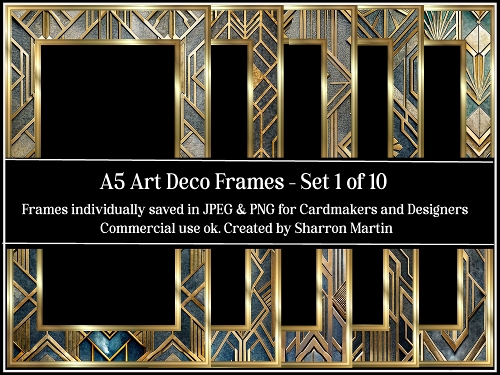 A5 Art Deco Frames 1-10 JPEG & PNG 