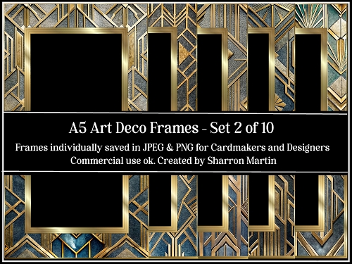 A5 Art Deco Frames Set 2 JPEG & PNG 