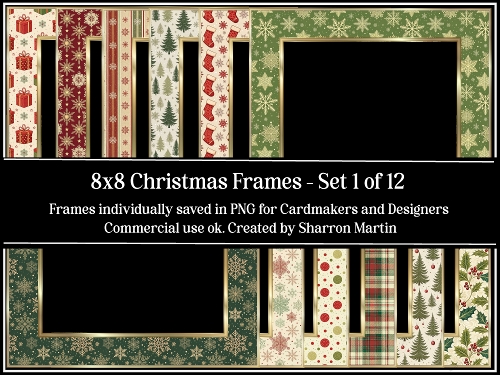 8x8 Christmas Frames 1-12 PNG