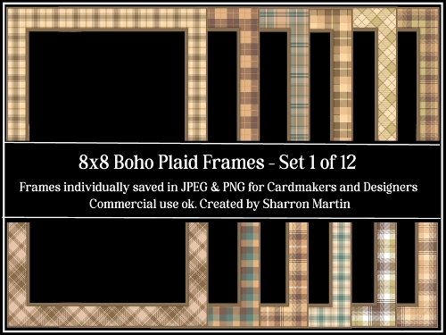 8x8 Boho Plaid Frames 1-12 PNG