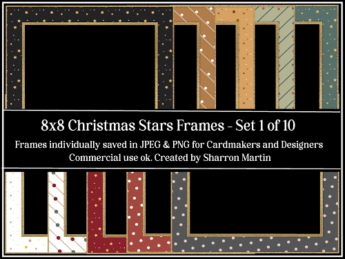 8x8 Christmas Stars Frames 1-10 PNG