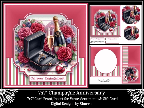 7x7 Champagne Anniversary Mini Kit - x2 A4 Sheets 