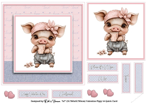 7x7 Valentines Piggy 14 Quick Card 