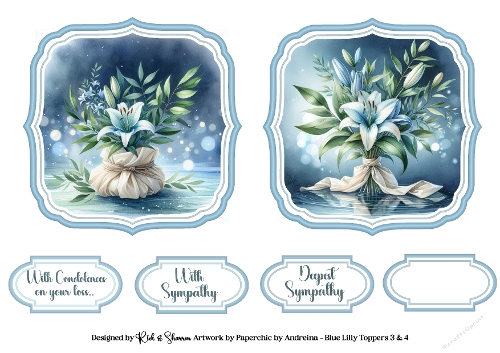 Blue Lily Toppers with Sentiments 3 & 4