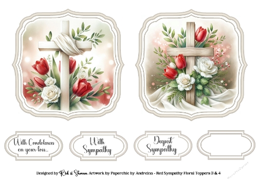 Red Sympathy Toppers with Sentiments 3 & 4