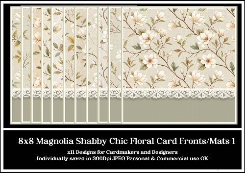 8x8 Magnolia Shabby Chic Card Fronts 1-11