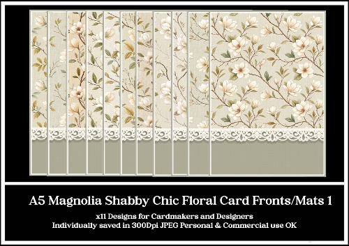 A5 Magnolia Shabby Chic Card Fronts 1-11