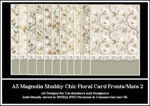 A5 Magnolia Shabby Chic Card Fronts 12-22