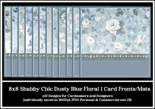 8x8 Shabby Chic Dusty Floral Card Fronts 1