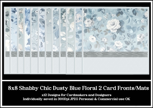 8x8 Shabby Chic Dusty Floral Card Fronts 2