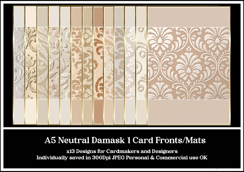 A5 Neutral Damask Card Fronts 1-13 JPEG 