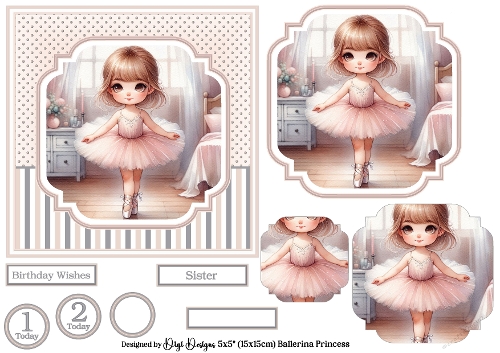 5x5 Ballerina Princess Quick Pyramid Card 