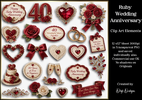 Ruby Wedding Anniversary S1 Clipart