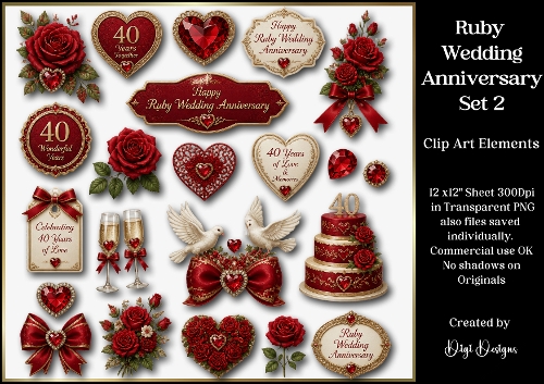 Ruby Wedding Anniversary S2 Clipart