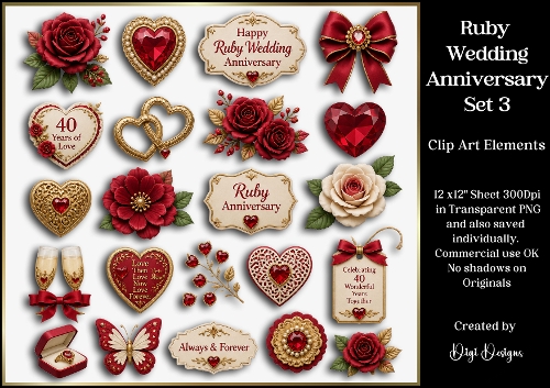 Ruby Wedding Anniversary S3 Clipart