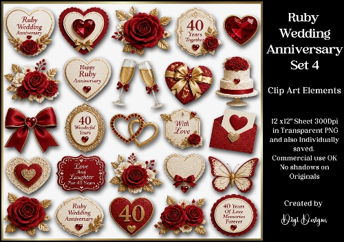 Ruby Wedding Anniversary S4 Clipart