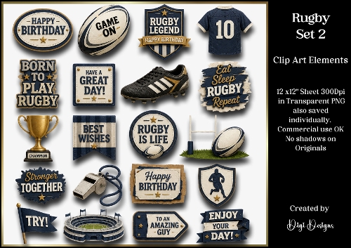 Mens Rugby Set 2 Clipart Elements