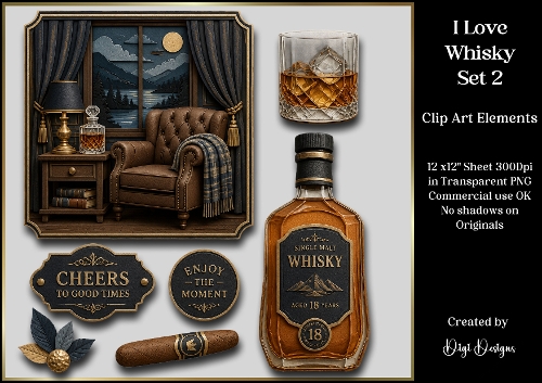 I Love Whisky 2 Clipart Elements