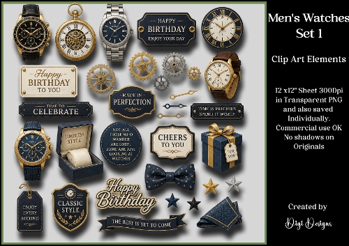 Mens Watches 1 Clipart Elements