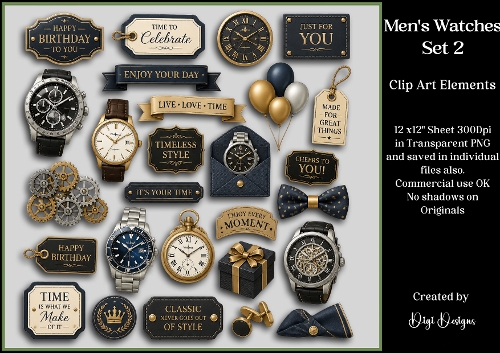 Mens Watches 2 Clipart Elements