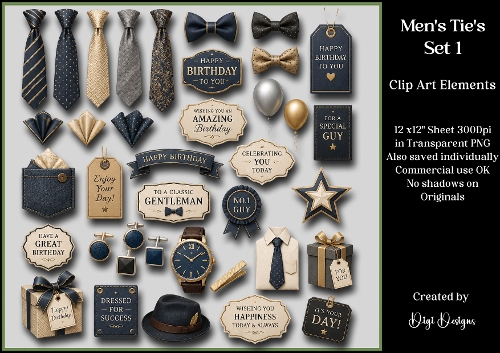 Mens Ties 1 Clipart Elements