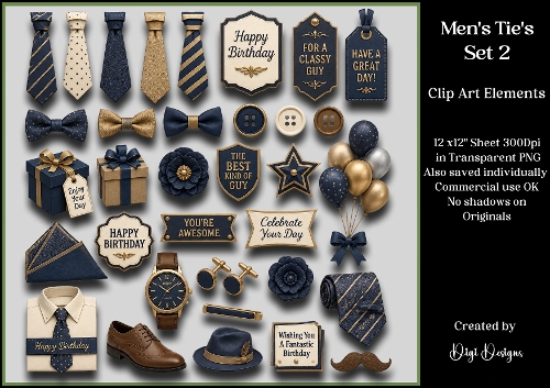 Mens Ties 2 Clipart Elements