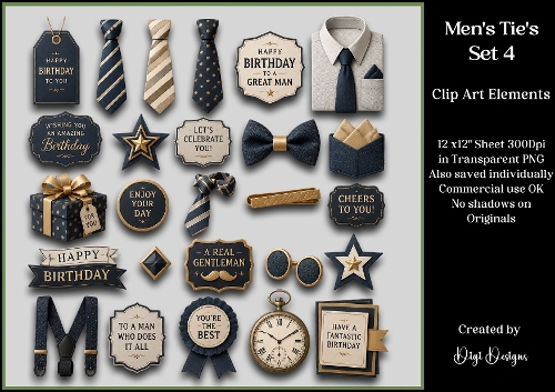 Mens Ties 4 Clipart Elements