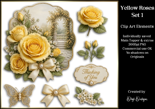 Yellow Roses 1 - Large Clipart