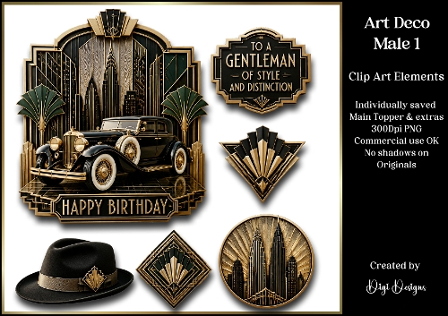 Art Deco Male 1 Large Clipart Collection 