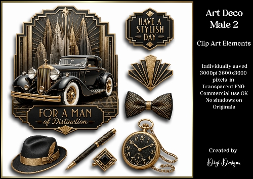 Art Deco Male 2 Large Clipart Collection 