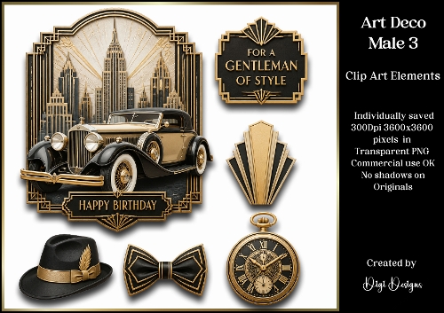 Art Deco Male 3 Large Clipart Collection 