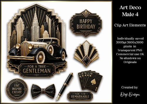 Art Deco Male 4 Large Clipart Collection 