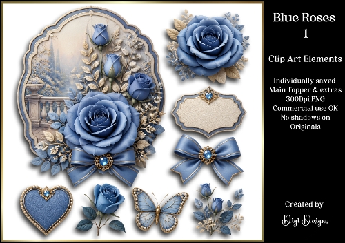 Blue Roses 1 Large Clipart Collection 