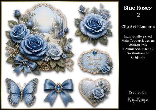 Blue Roses 2 Large Clipart Collection 