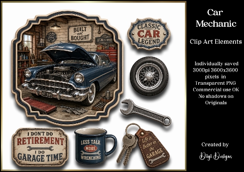 Car Mechanic Large Clipart Collection in PNG 