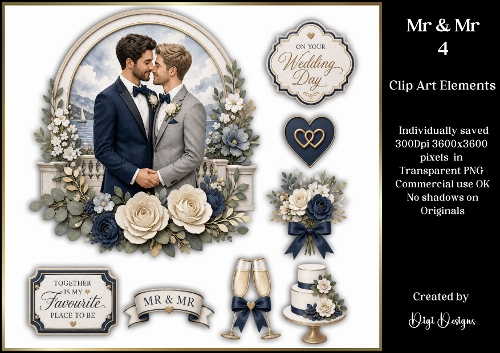 Mr & Mr 4 Large Clipart Collection in PNG 